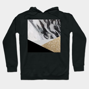 Preppy Minimalist geometric triangles gold black white marble Hoodie